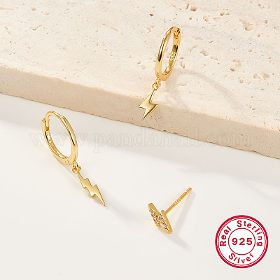 3 шт. 3 стиля 925 серьги-кольца с подсветкой из стерлингового серебра и серьги-гвоздики с кубическим цирконием EJEW-F317-36G-1