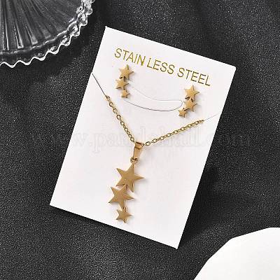Комплекты из ожерелий и серег-гвоздиков из нержавеющей стали star 201 для женщин SJEW-Q025-02G-1