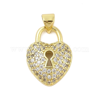 Сердце стойки обшивки латунь микро проложить Цирконом подвески KK-Z074-53G-1