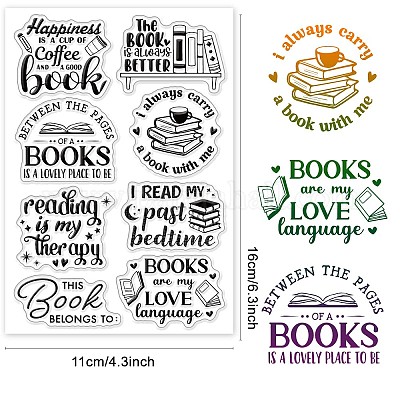 Book Clear Stamps for Card Making Decoration Scrapbooking Reading Book  Coffee Silicone Rubber Stamp for Library Cards Photo Album Diary Gift Decor  DIY Craft 