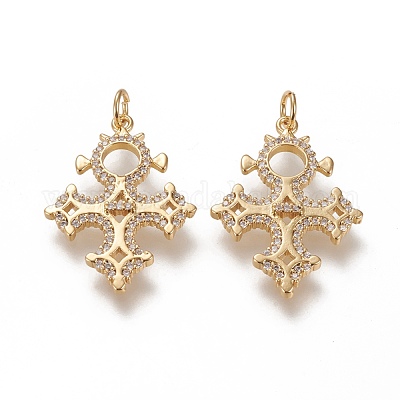 Латунные микропаве прозрачные подвески с фианитом ZIRC-L091-052G-1