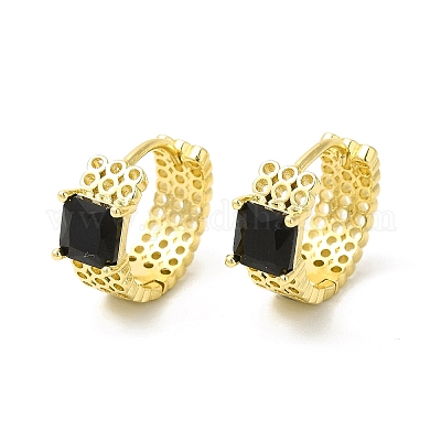 Стеклянные квадратные серьги-кольца EJEW-E270-01G-1