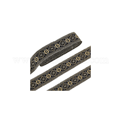 10 ярд жаккардовых цветочных лент в этническом стиле из полиэстера SRIB-WH0011-203A-1