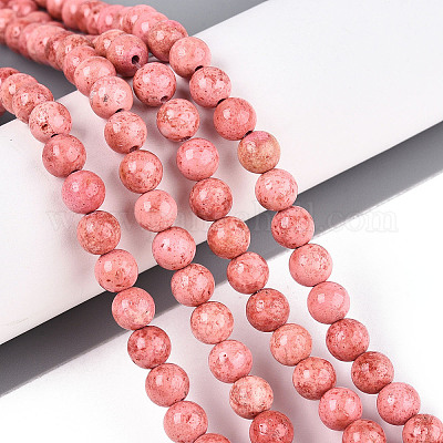 Окрашенные синтетические нити окаменелых бусин G-T139-6mm-66D-1