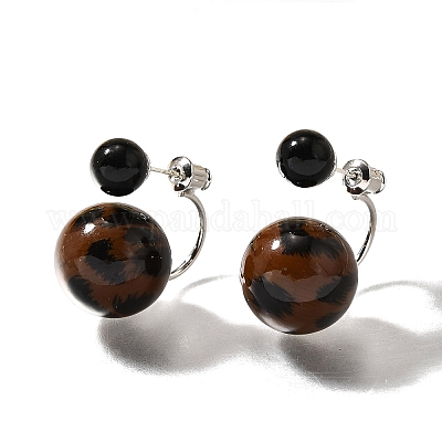 Серьги-гвоздики из сплава и 925 стерлингового серебра и смолы EJEW-Q013-10A-1