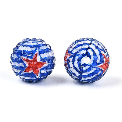 Непрозрачные акриловые круглые бусины ко Дню независимости OACR-T029-07A-1