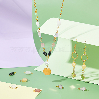 100個 5スタイル 天然石コネクターチャーム 天然トルマリン & ムーン