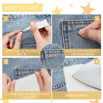 600 шт. 3-х видов звездных латунных кабошонов FIND-AR0002-57-1