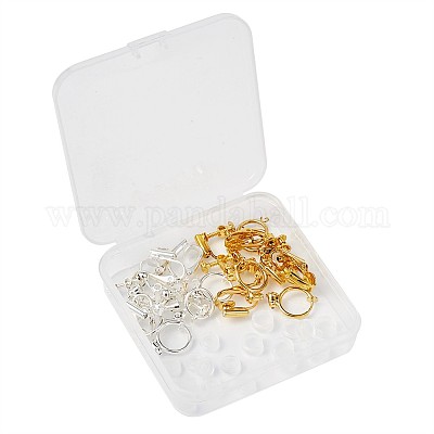 UNICRAFTALE 20pcs Stainless Steel Clip-on Earrings Painless Ear Clip  Non-Pierced Ears Golden Stainless Steel Color Clip-on Earring Converter