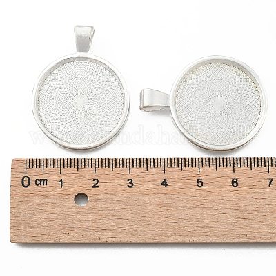 Плоские круглые сеттинги сплава кулон кабошон PALLOY-A15654-S-NF-1