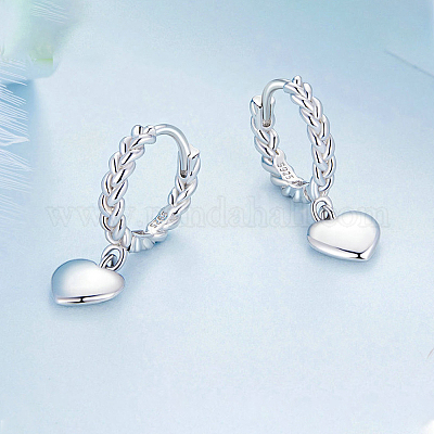 Серьги-кольца из стерлингового серебра в форме витого сердца s925 OI2673-1