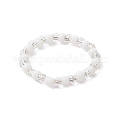 Растягивающиеся кольца из стеклянных бусин для женщин RJEW-JR00691-1