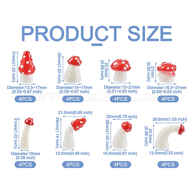 32 шт. 8 стильные светящиеся грибовидные украшения из смолы DJEW-TA0001-02-1