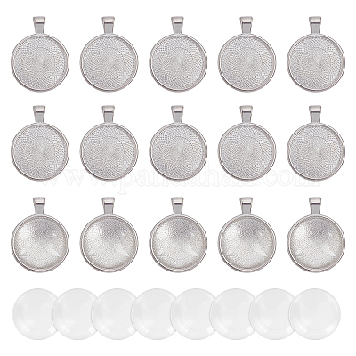 40шт набор для изготовления плоских круглых подвесок DIY-AR0001-30S-1