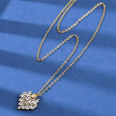 Сердечко латунный микропаве кубический цирконий кулон ожерелья NJEW-C076-25G-1