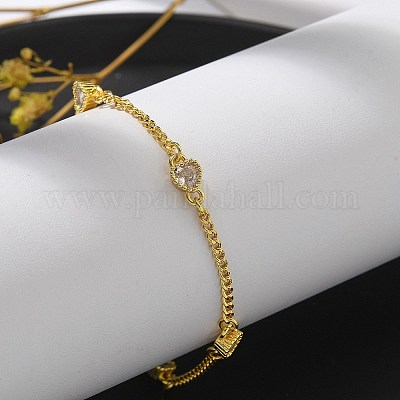 Латунные браслеты с микропаве из чистого кубического циркония BJEW-U020-12G-1