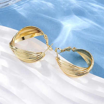Латунные серьги-кольца EJEW-R025-30G-1