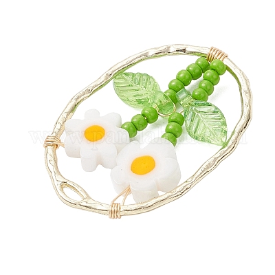 6 шт. подвески из двухцветного стеклянного бисера и стекла миллефиори ручной работы PALLOY-MZ00901-1