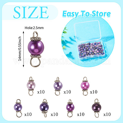 70 шт. 7-х цветные стеклянные перламутровые круглые подвески-соединители PALLOY-TA00267-1