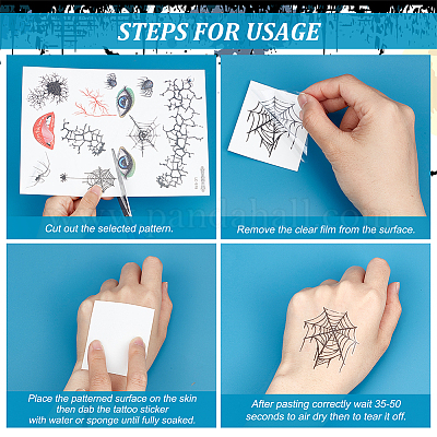 9 лист 9 стиля Хэллоуин временные татуировки на лице&nbsp;STIC-WH0003-005-1
