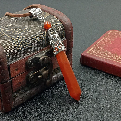 Ожерелье с подвеской из натурального агата в форме конуса и пули SN3651-2-1