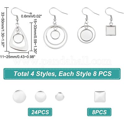 12 пара 4 стильных стеклянных сережек с пустым куполом EJEW-UN0002-21-1