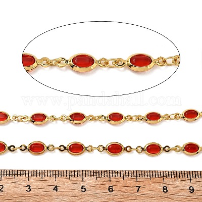 Латунные стеклянные цепи с овальными звеньями CHC-R001-02G-01-1