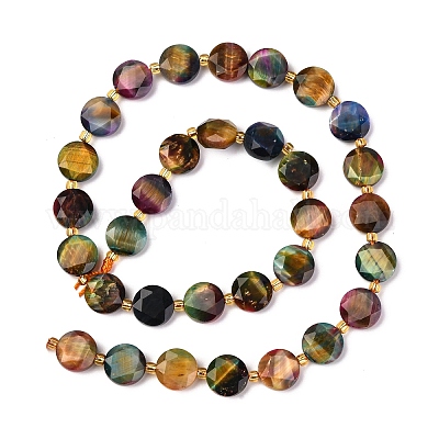 Натуральные нити из окрашенных тигровым глазом бусин G-C116-A95-01-1