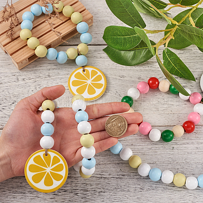 6 шт. подвеска в 6 стилях из дерева и бахромы с бусинами HJEW-CF0001-15-1