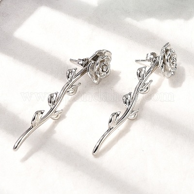 Серьги-гвоздики в виде цветка из латуни EJEW-P322-06B-P-1