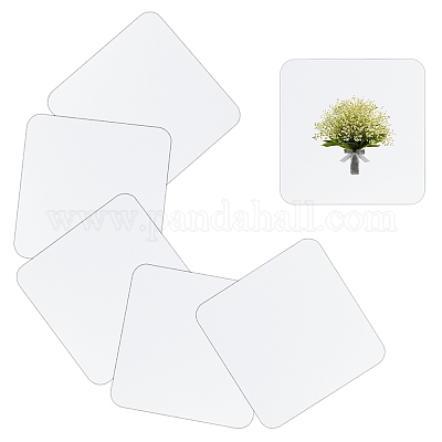 Wholesale SUNNYCLUE DIY 6Pcs Square White Coasters for Craft MDF Hardboard  Sublimation Blank Coaster Heat Transfer Absorbent Unfinished Coasters 3.5  inch Car Cup Mat for Drink Cork Base 