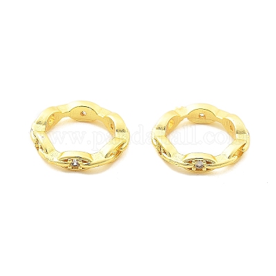 Латунная оправа из бусинок из прозрачного кубического циркония с микропаве KK-H495-03G-1