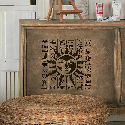 Wholesale FINGERINSPIRE Sun Face Stencil 30x30cm Egyptian Script ...