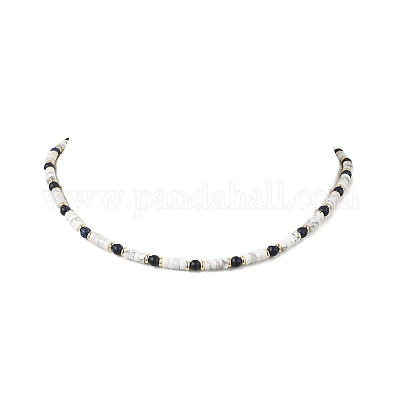 Ожерелья из круглых бусин хейши из натурального лазурита и натурального хаулита NJEW-JN05662-1