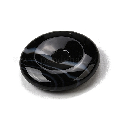 Подвески из натурального черного полосатого агата (окрашенного и подвергнутого термической обработке).&nbsp;G-F820-13A-04-1