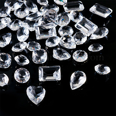 40 шт. 8 вида прозрачных стеклянных кабошонов со стразами&nbsp;RGLA-TA0001-08-1