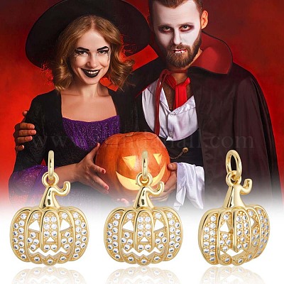 6 шт. подвески из латуни с кубическим цирконием на Хэллоуин ZIRC-BBC0003-41-1