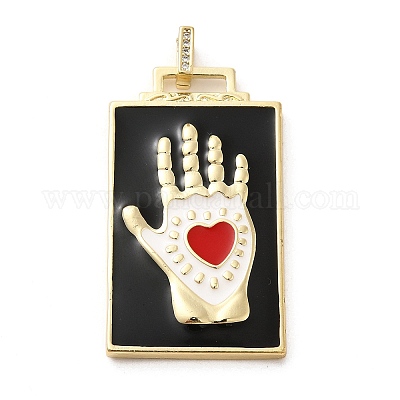 Подвеска из латуни микропаве с фианитами и эмалью KK-H458-02G-J01-1