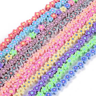 Нити из полимерной глины с цветочными бусинами ручной работы CLAY-M003-07-1