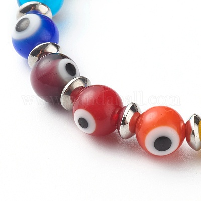 Стрейч-браслеты ручной работы с дурным глазом лэмпворк из бусин BJEW-JB06467-1
