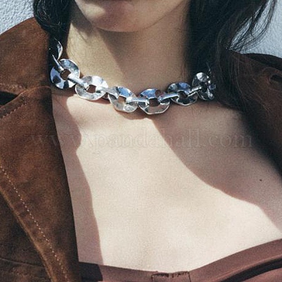 Ожерелья из плоских круглых звеньев из железа и сплава для женщин&nbsp;LS-NJEW-U046-04P-1