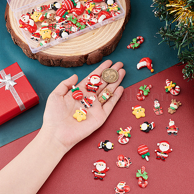 55 шт. 11 стиля непрозрачных рождественских смоляных кабошонов CRES-GA0001-13-1