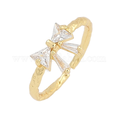 Кольца-манжеты из латуни с микро-паве и прозрачным циркониевым покрытием для женщин RJEW-M028-55G-1