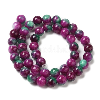 Naturels teints en blanc perles de jade brins&nbsp;G-M402-C03-19-1