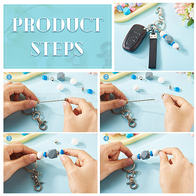 8 Stück 4-Farben-Legierung Beadable Bar Schlüsselanhänger für DIY Handwerk Schmuckherstellung&nbsp;KEYC-TA0001-36-1
