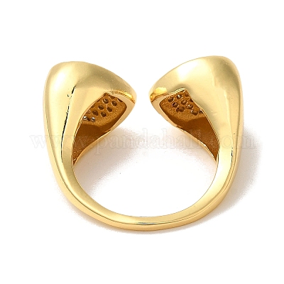 Кольца-манжеты из латуни с микро-паве и прозрачным циркониевым покрытием для женщин RJEW-G325-13E-G-1