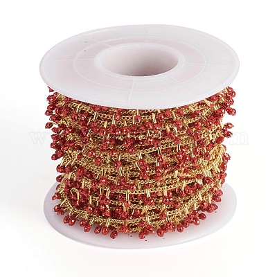 Латунная цепочка из бисера ручной работы CHC-G011-07G-10-1