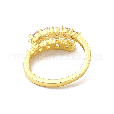 Регулируемое кольцо из прозрачного и розового кубического циркония RJEW-C050-08G-1