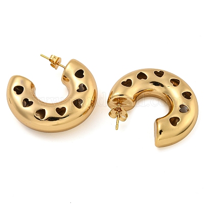 Серьги-кольца из нержавеющей стали 202 с вакуумным покрытием PVD EJEW-H003-21G-03-1