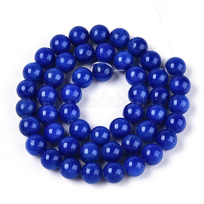 Нити круглых бусин из натурального окрашенного нефрита машан G-T139-8mm-67E-1